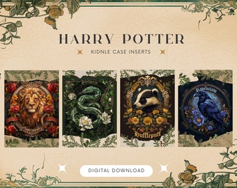 Houses Wizard potter case inserts, for Kindle - PRINTABLE prints - Paperwhite & Basic: magic houses | magic | Vintage | Bookish