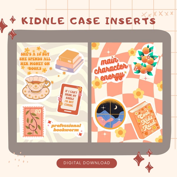 Kindle Insert for Clear Case - PRINTABLE - Paperwhite & Basic: Kindle stickers| summer pink | Bookish | Introvert| Vintage | Bookish|