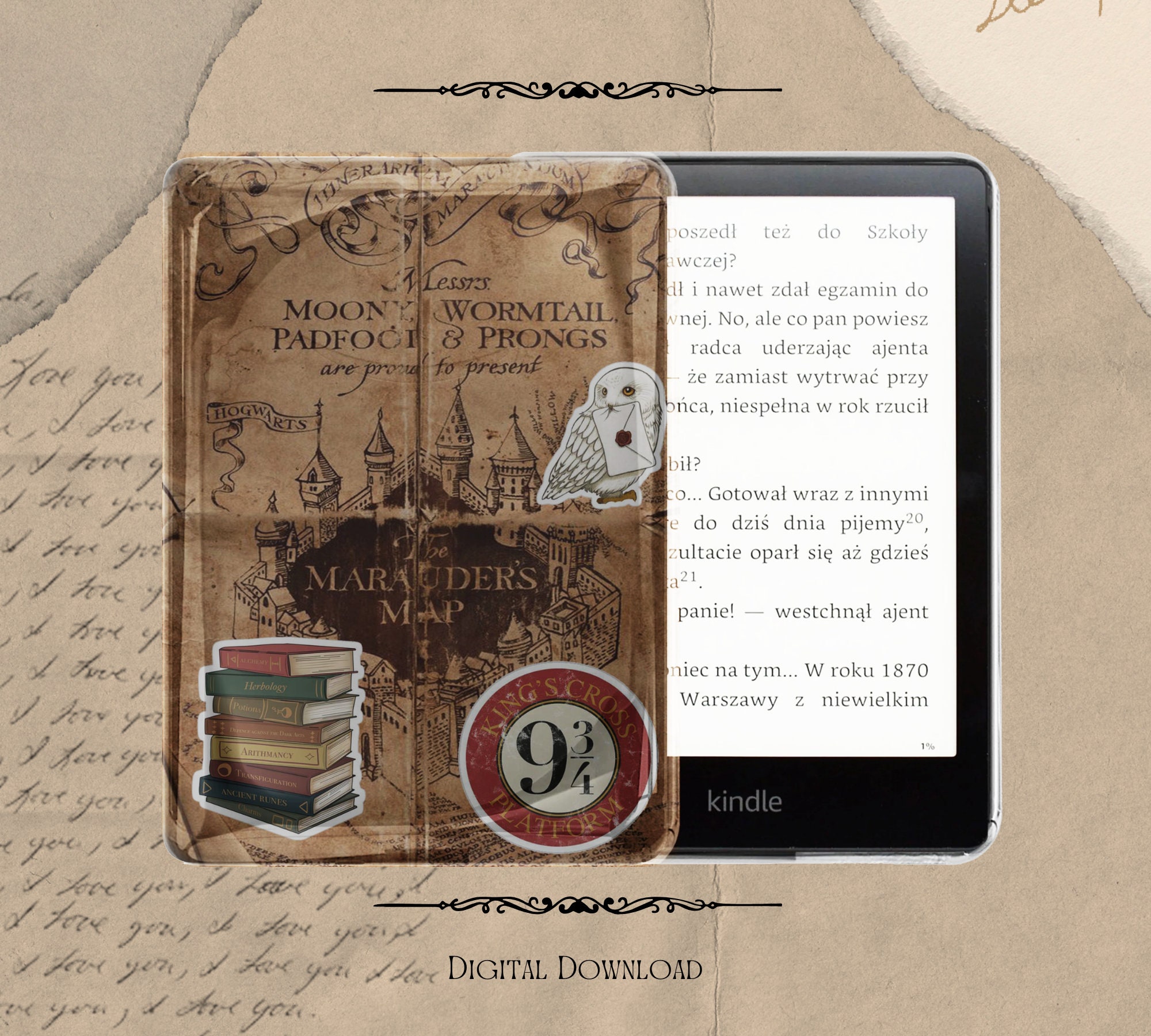 Hogwards Wizard Potter Case Inserts, for Kindle PRINTABLE Prints