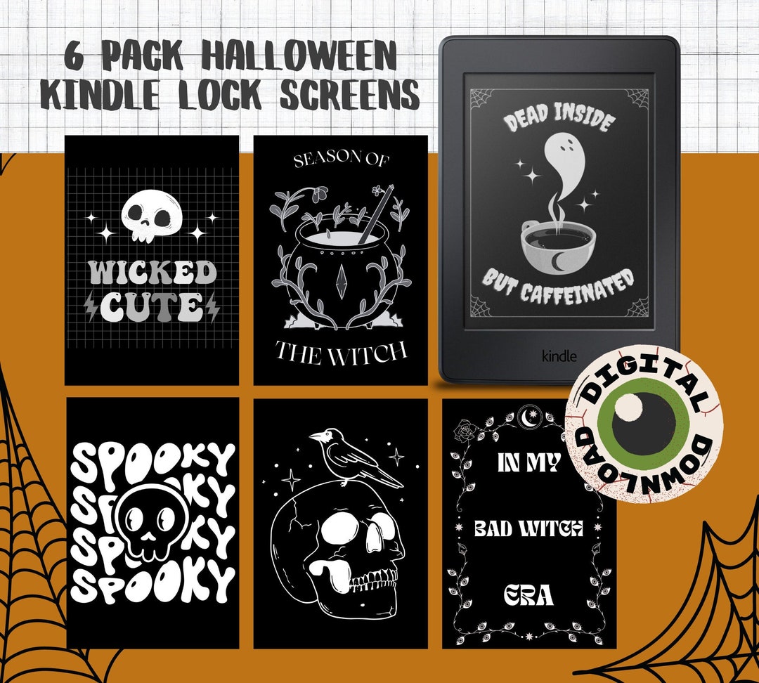 6 Kindle Halloween Lock Screens, Paperwhite Lock Screen, Kindle Screen