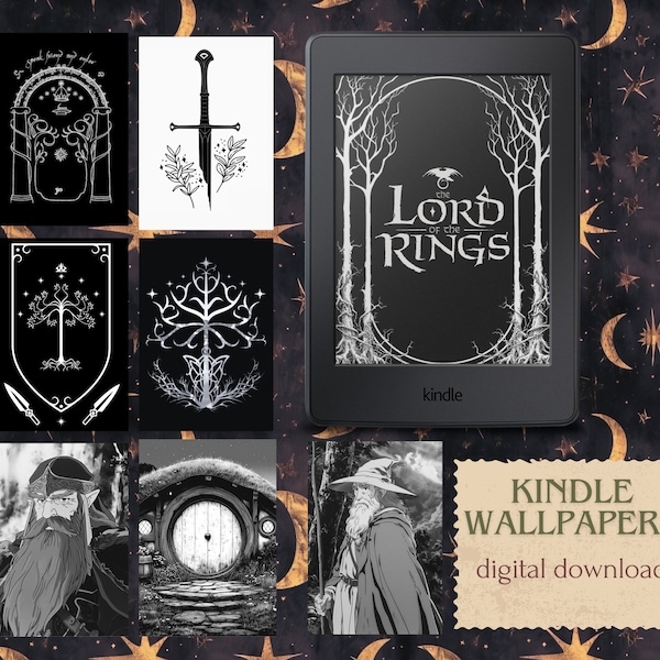 Lord of the rings lock screens, paperwhite, kindle accessor, bookish, kindle wallpaper, Digital download, epub, Rings of Power, Middle earth