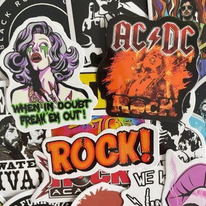 50pcs Rock Music Band Stickers Vinyl Decal Punk Music Party Sticker Pack, Glossy Finish, Waterproof PVC