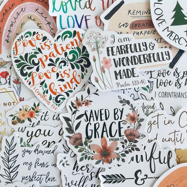 Bible Verse Stickers: Christian Waterproof Matte Decals - 50pcs