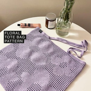 Floral crochet tote bag - Pattern (in diagrams crochet format)