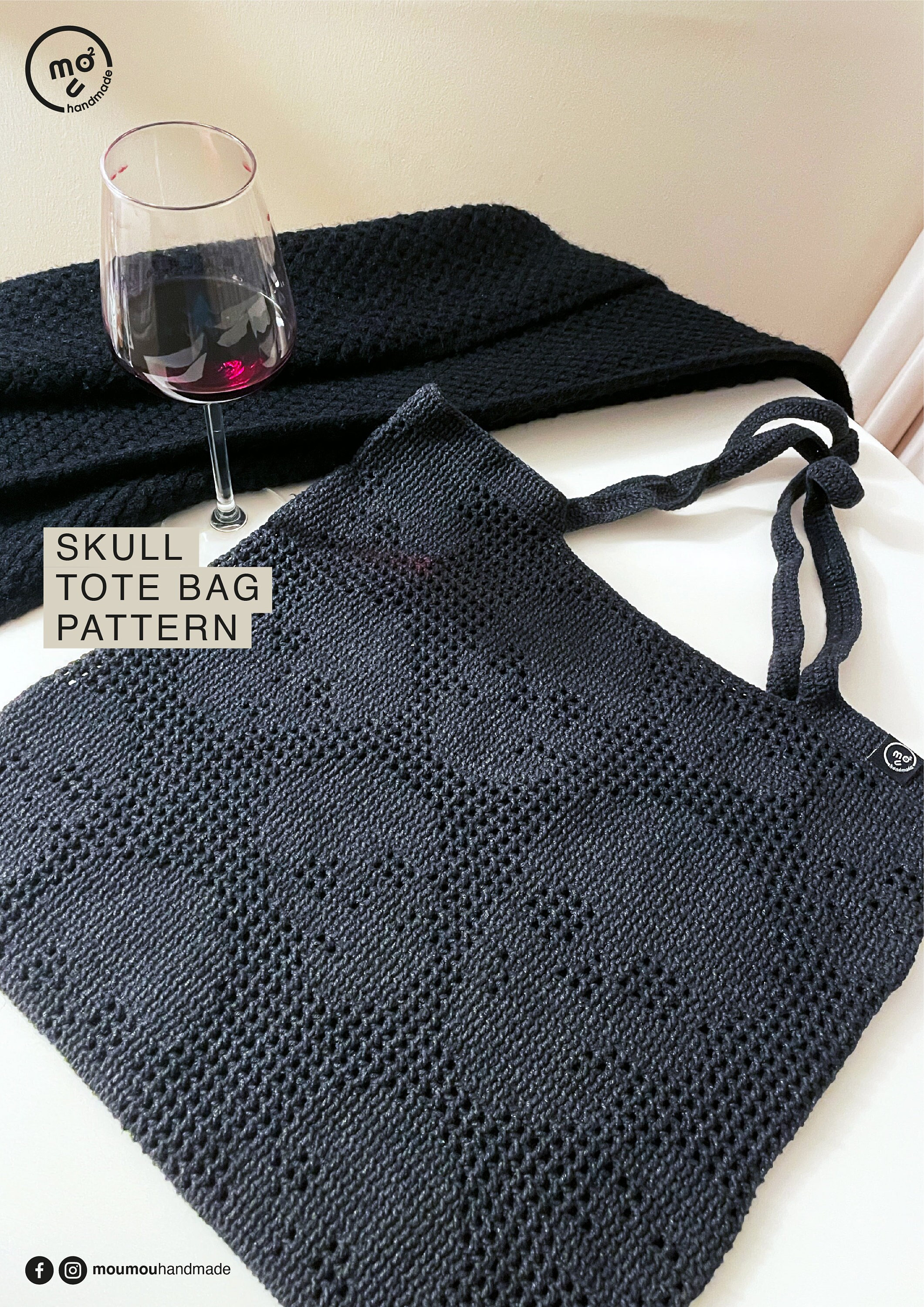 Dark Skull Graphic Crochet Bag, Halloween Theme Knitted Tote Bag, Vintage  Gothic Ghost Shoulder Bag - Temu