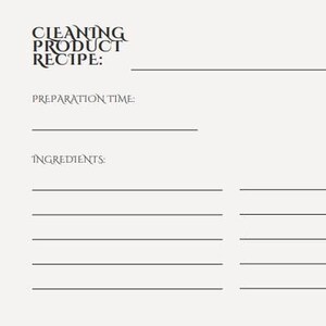 Paquete de tarjetas de recetas para imprimir (recetas de limpieza y comida)