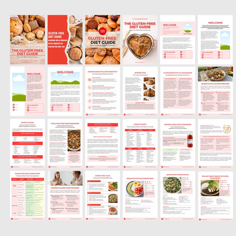 Gluten-Free Diet Guide: Editable Canva Template, Healthy Recipes, Meal Plan, Health Coach PLR image 2