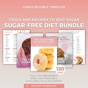 Modello Canva per una dieta senza zucchero: reset di 14 giorni, ricette salutari (PLR, lettera USA)