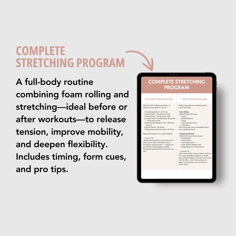 Stretching & Foam Rolling Chart Editable Canva Template A4 Poster for