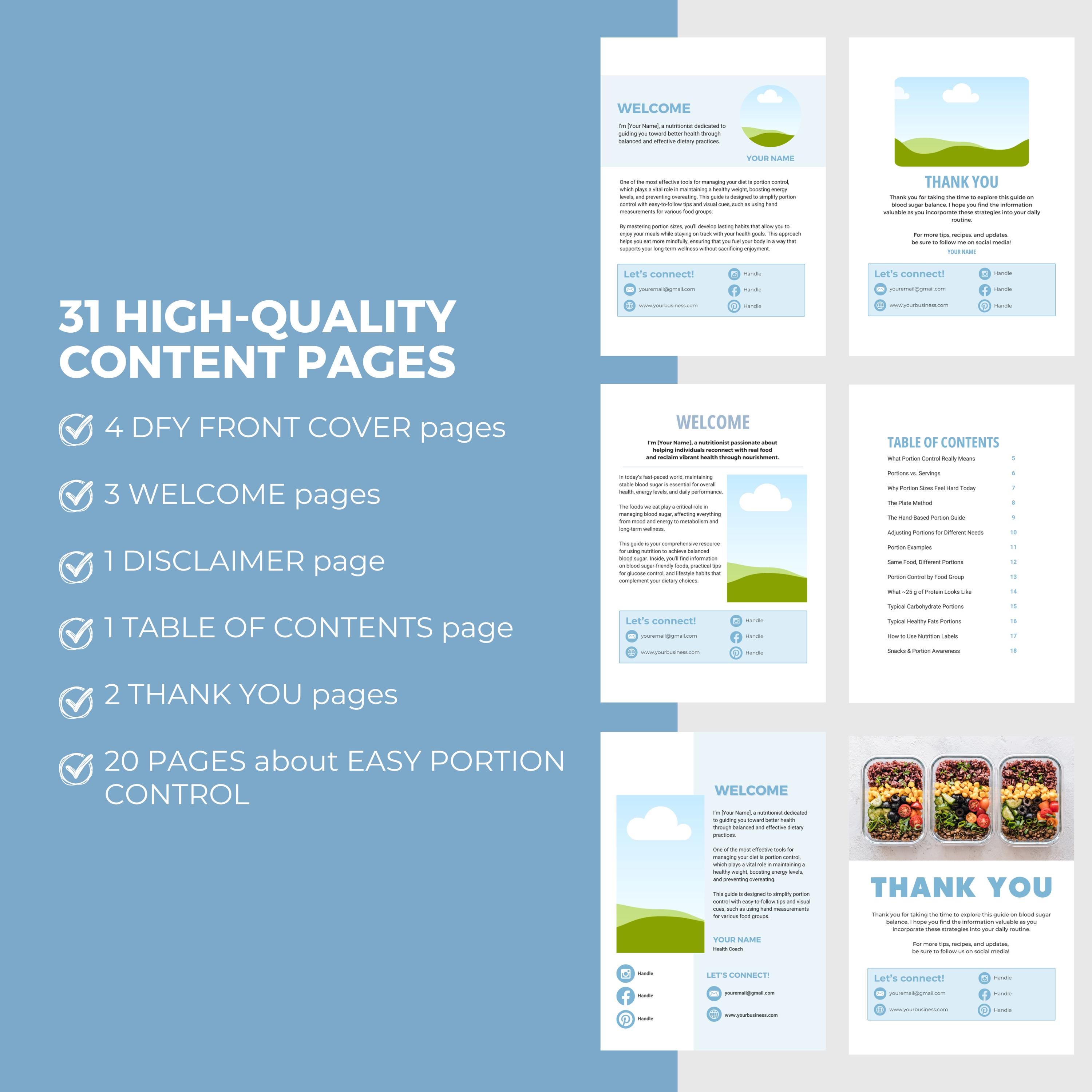 Easy Portion Control Guide | Editable Canva Template | Nutrition Cheat ...