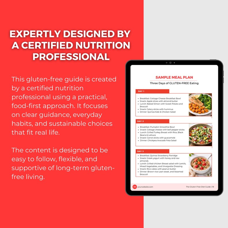 Gluten-Free Diet Guide: Editable Canva Template, Healthy Recipes, Meal Plan, Health Coach PLR image 3