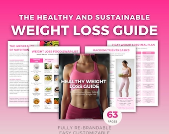 Weight Loss Guide | Editable Canva Template | Meal Plan + Workout Resource | Health Coach DFY PLR