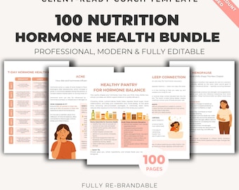 Hormone Health Handouts Canva Template with 100 Cheat Sheets and Wellness PLR