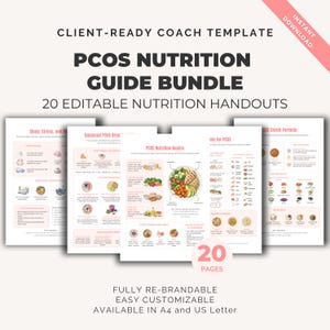 PCOS Nutrition Handouts Canva Template | 20 Hormone Health Guides, Insulin Resistance, Health Coach PLR