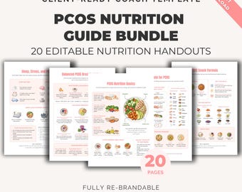 PCOS Nutrition Handouts Canva Template | 20 Hormone Health Guides, Insulin Resistance, Health Coach PLR