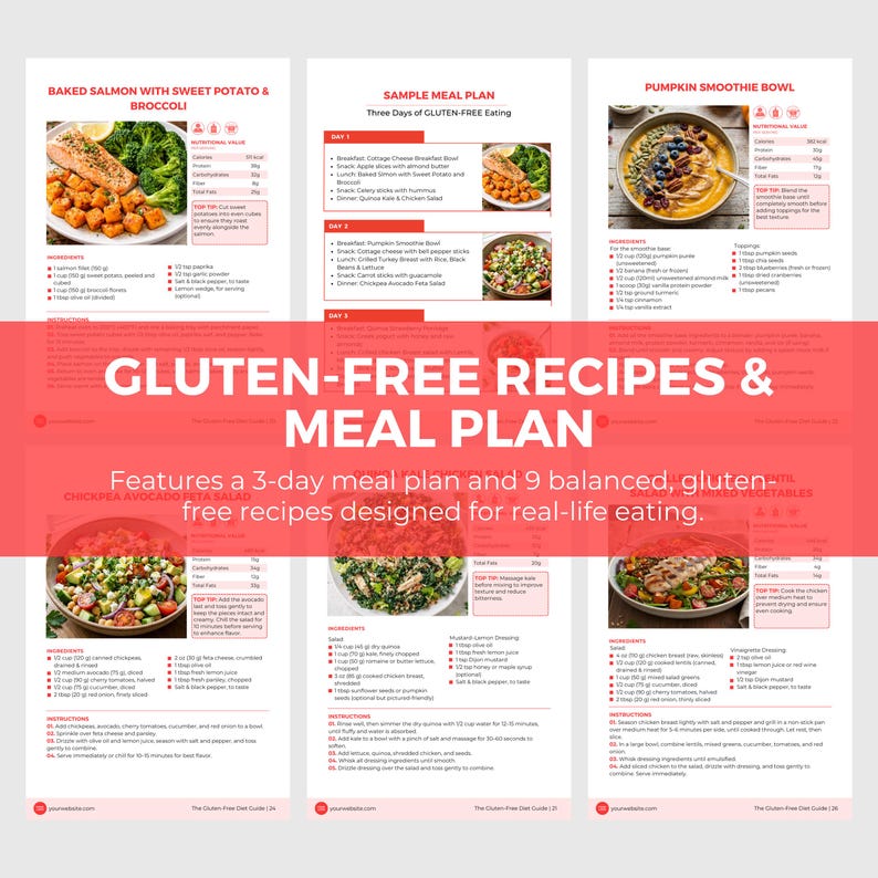 Gluten-Free Diet Guide: Editable Canva Template, Healthy Recipes, Meal Plan, Health Coach PLR image 9