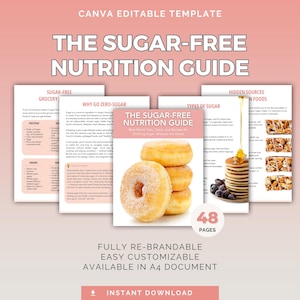 Editable Canva Template The Sugar-free Nutrition Guide Sugar Detox Sweeteners Health Coach  Nutrition and Diet Healthy Dessert Recipes DFY