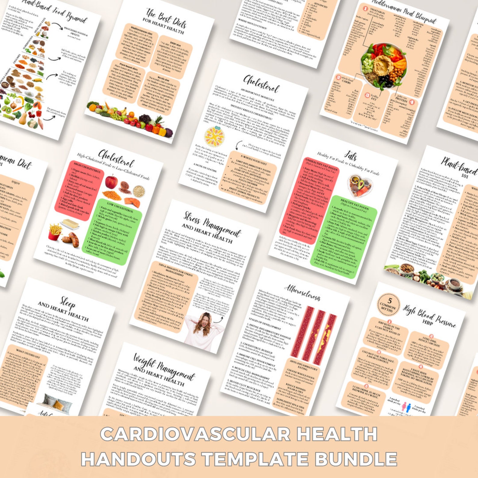 Editable Canva Handouts Template Heart Health Nutrition Etsy