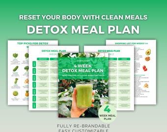 Detox-Speiseplan | Bearbeitbare Canva Vorlage | Gesundheitscoach-Tool | Digitaler Download DFY PLR