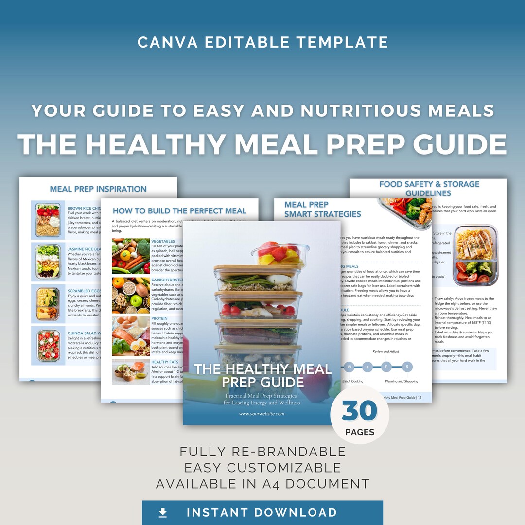 Meal Prep Guide | Editable Canva Template | Nutrition & Calorie ...