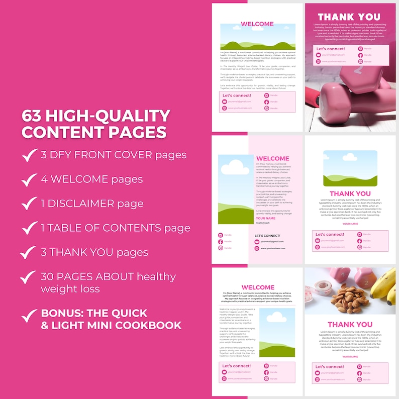 Weight Loss Guide Canva Template | Meal Planner, Workout Tracker, Health Coach PLR image 5