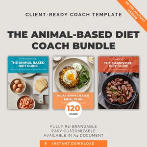 Animal-Based Diet Bundle | Editable Canva Template, 14 Day Meal Plan, Nutrition Guide PLR image 1