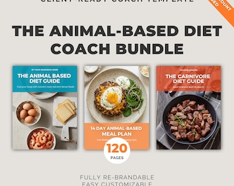 Paquete de dieta basada en productos de origen animal / Plantilla editable de Canva, plan de comidas de 14 días, guía de nutrición PLR