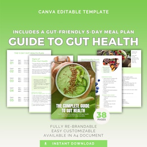 The Complete Guide to Gut Health Editable Canva Template, Meal Plan, Nourish your Gut, Nutrition Ebook, Healthy Recipes, Diet, Health Coach