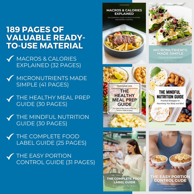 Nutrition Bundle: Editable Canva Template for Health Coaches, Macros ...