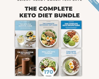 Paquete de dieta cetogénica / Plantilla editable de Canva, recetas bajas en carbohidratos, guía de nutrición, PLR para entrenadores de salud