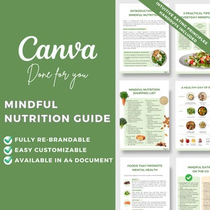 Editable Canva Template Mindful Nutrition Guide | Mental Health | Meal Plan | Nutrition | Brain Nutrition Connection | Health Coach | Diet
