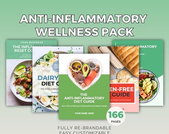 Anti-Inflammatory Wellness Pack: Editable Canva Template for Nutritionists & Health Coaches (Gluten-Free and Dairy-Free Bundle)
