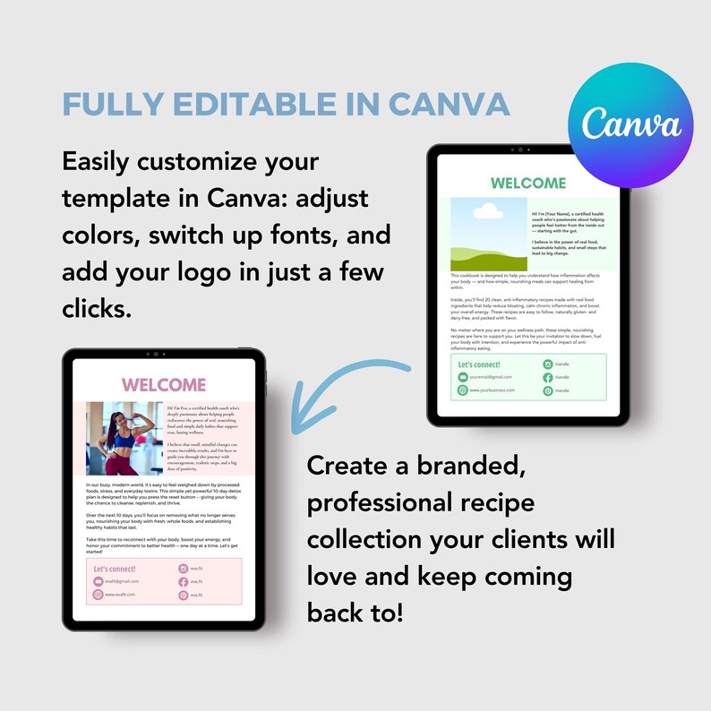 Keto Recipe Cookbook | Editable Canva Template, Nutrition Guide, Low-carb Diet, Health Coach PLR image 9