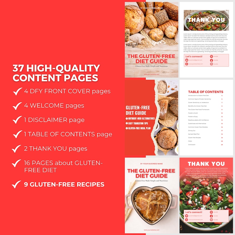 Gluten-Free Diet Guide: Editable Canva Template, Healthy Recipes, Meal Plan, Health Coach PLR image 5
