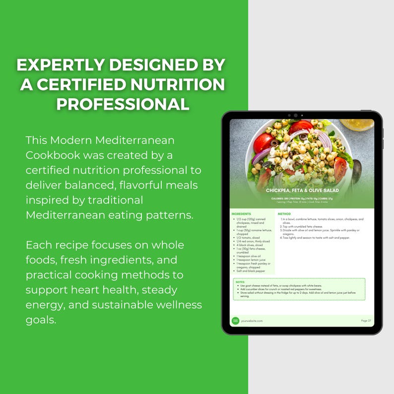 Mediterranean Diet Cookbook: Editable Canva Template, Health Coach PLR, Healthy Recipes, Nutrition image 3