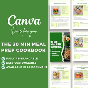 Editable Canva Template The 30 min Meal Prep Cookbook Guide Nutrition Diet Wellness Healthy Recipes Ebook Health Coach 30 day Meal Plan