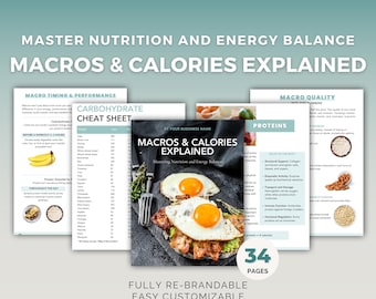 Macros & Calories Nutrition Guide: Editable Canva Template for Health Coaches (Weight Loss)