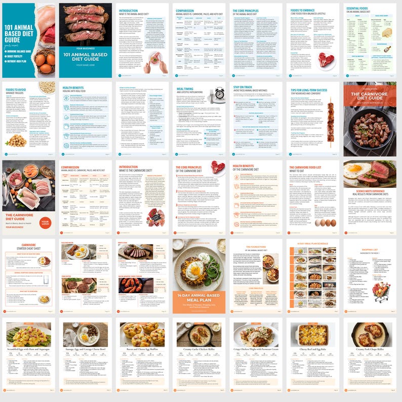 Animal-Based Diet Bundle | Editable Canva Template, 14 Day Meal Plan, Nutrition Guide PLR image 2