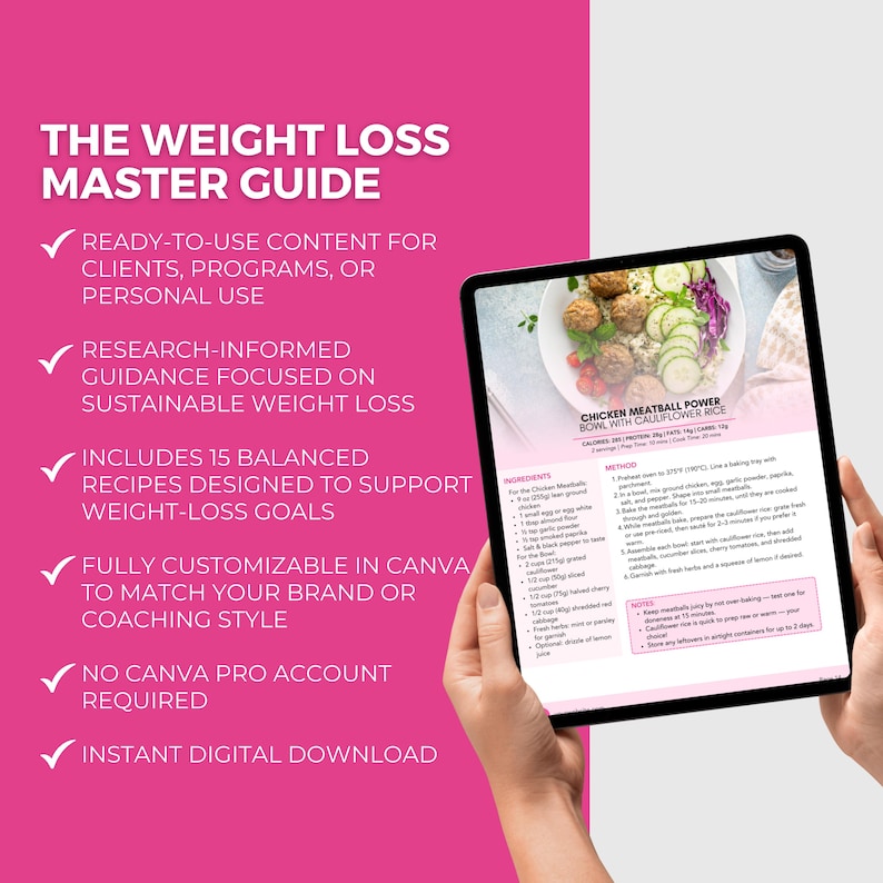 Weight Loss Guide Canva Template | Meal Planner, Workout Tracker, Health Coach PLR image 4