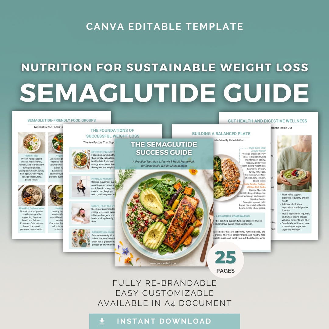 Semaglutide Nutrition Guide Canva Template | GLP-1 Tracker, Weight Loss ...