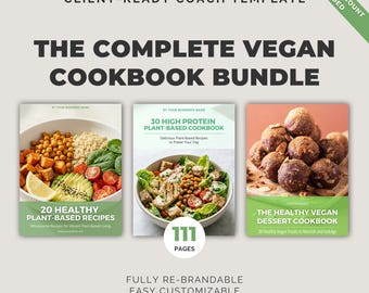 Pacchetto di ricette vegane: template Canva con ricette ad alto contenuto proteico e licenza PLR per health coach.