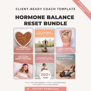 Ensemble de réinitialisation de l'équilibre hormonal | Modèle canva modifiable, programme de 28 jours, guide nutritionnel, coach santé