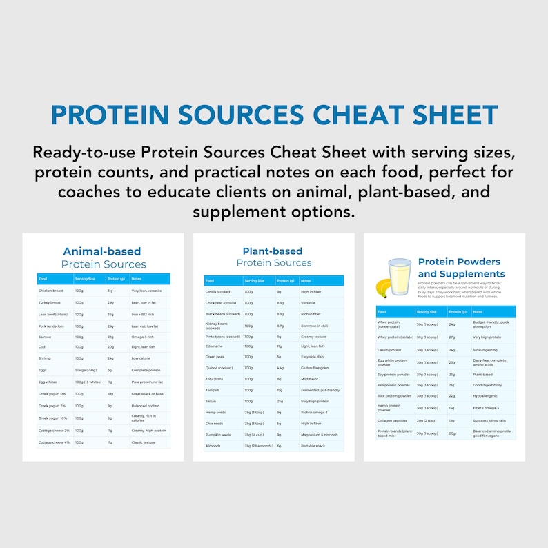 High-Protein Sources List | Editable Canva Template | Nutrition Cheat Sheet | Instant Download, DFY PLR image 4