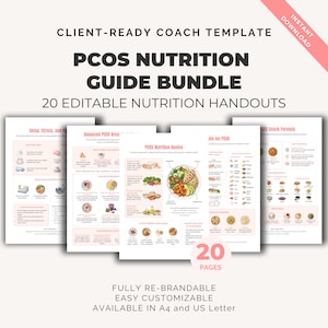 PCOS Nutrition Handouts Canva Template | 20 Hormone Balance Guide, Insulin Resistance, Health Coach PLR