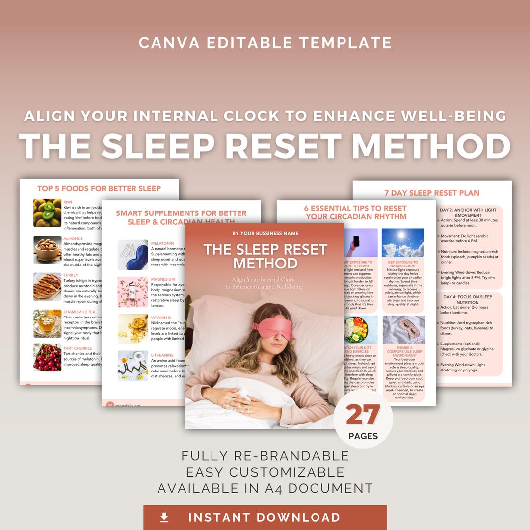 Sleep Reset Method Guide: Editable Canva Template for Nutritionists ...