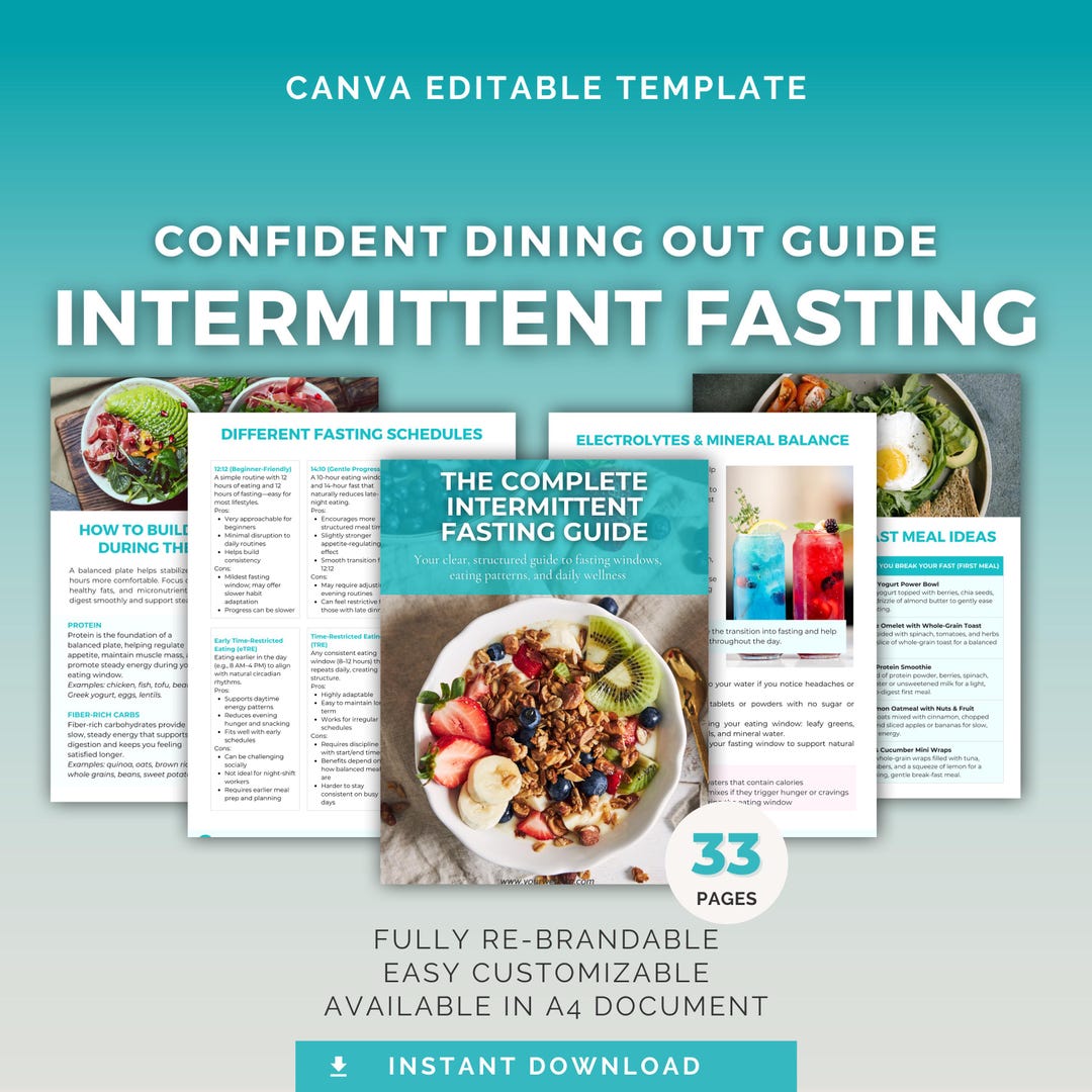 Intermittent Fasting Guide | Editable Canva Template | Health Coach ...