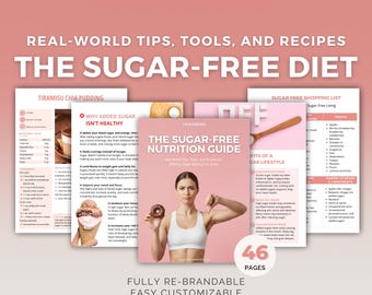 Sugar-Free Diet Guide Canva Template with Healthy Recipes and Health Coach PLR