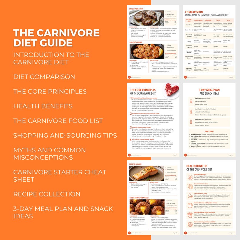 Animal-Based Diet Bundle | Editable Canva Template, 14 Day Meal Plan, Nutrition Guide PLR image 7