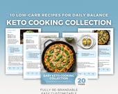 Keto Recipe Cookbook | Editable Canva Template, Nutrition Guide, Low-carb Diet, Health Coach PLR
