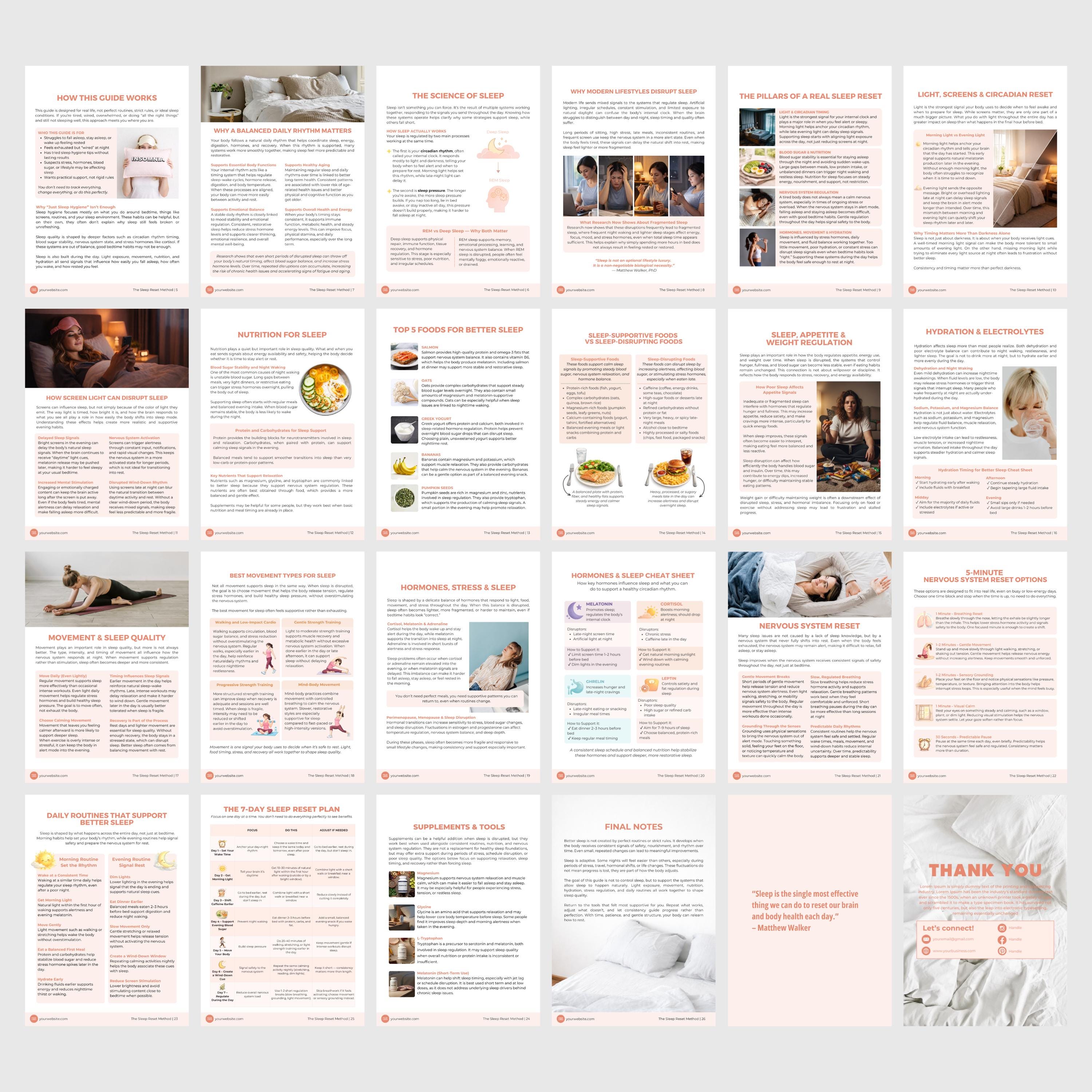 Sleep Reset Guide Canva Template | 7 Day Plan, Hormone Balance ...